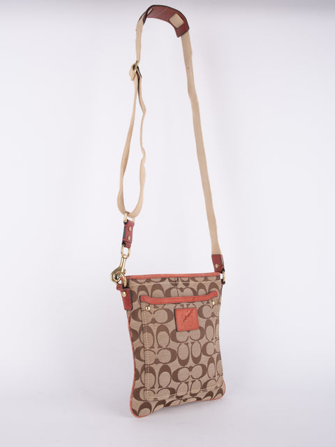 COACH Vintage Signature Orange Trim Crossbody Bag