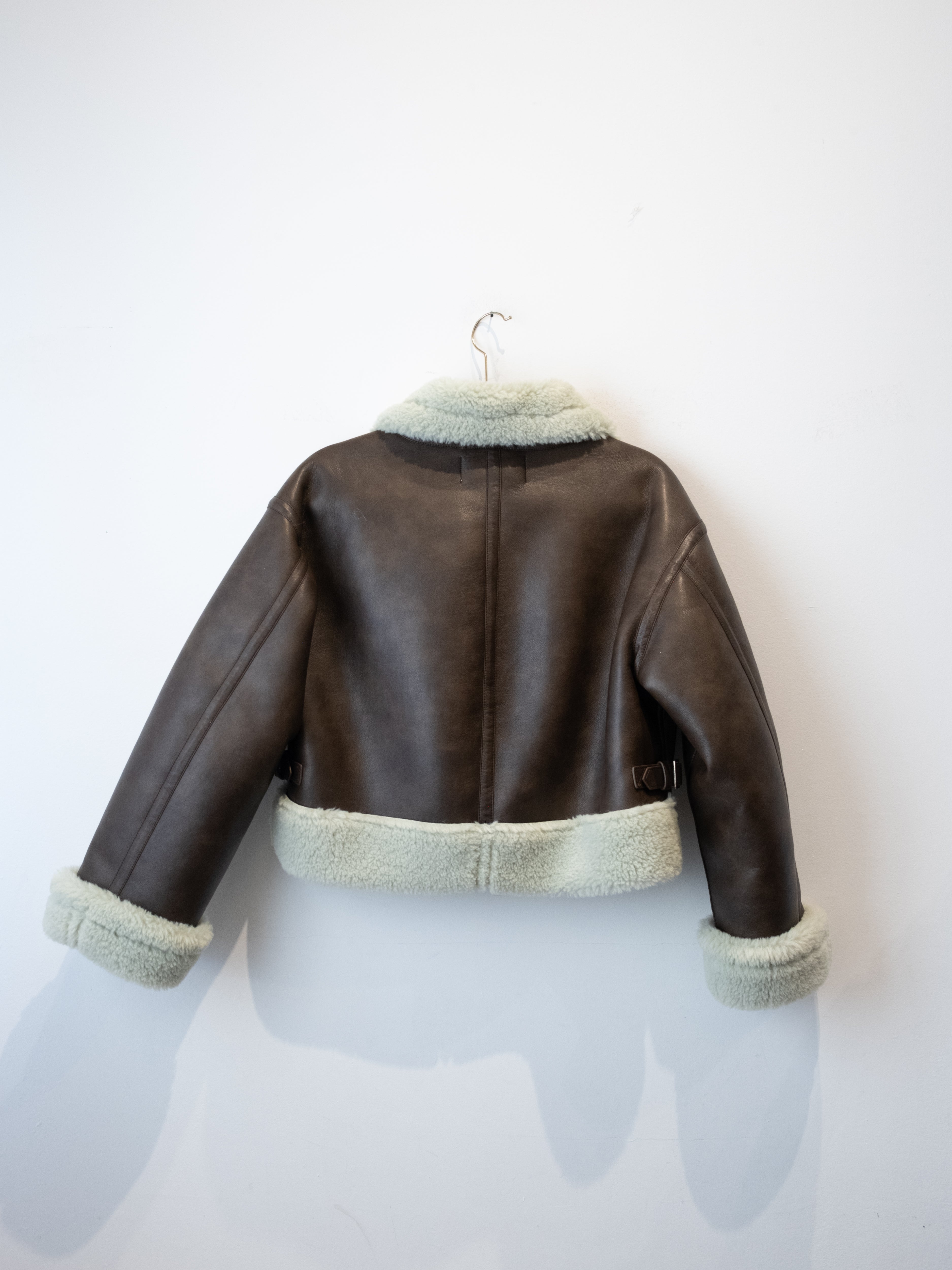 Lily Brown Faux Shearling Aviator Jacket