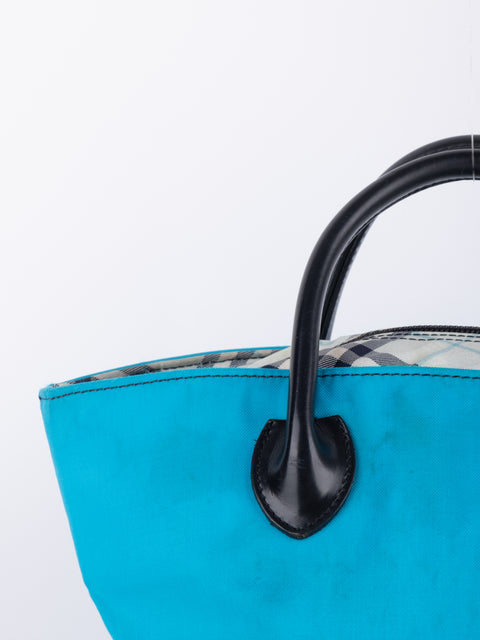 Burberry Blue Nylon Mini Tote Bag