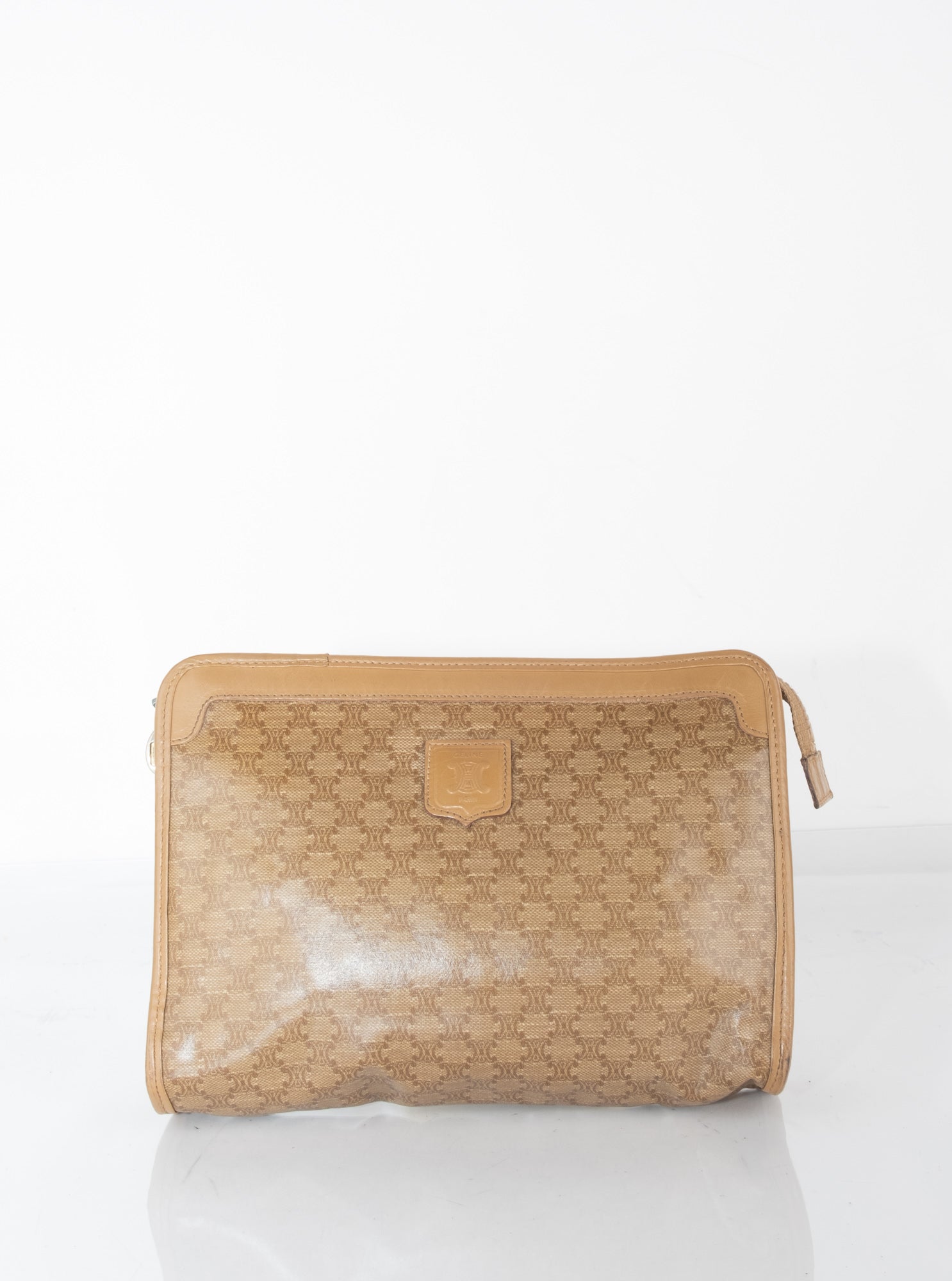 Celine Vintage Brown Macadam Pouch