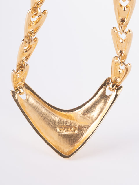 Vintage Gold-Tone V-Shaped Necklace