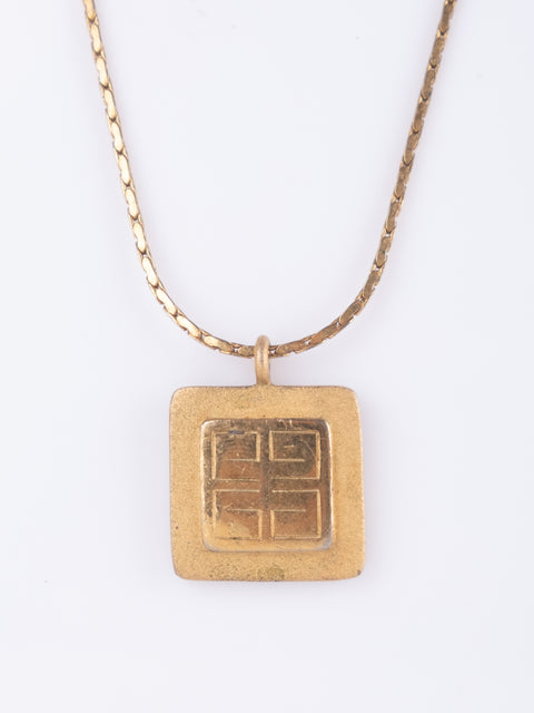 GIVENCHY Vintage Square Pendant Necklace