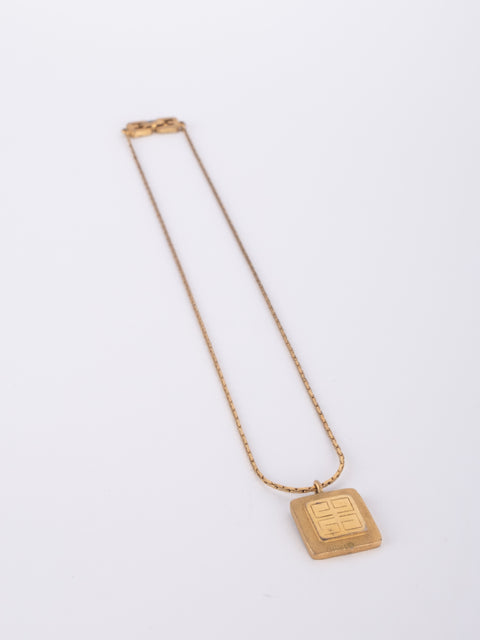 GIVENCHY Vintage Square Pendant Necklace