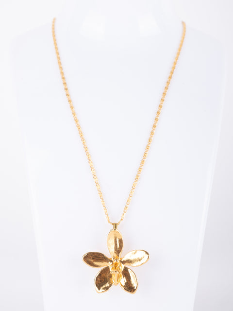 Vintage Gold-Tone Floral Pendant Necklace