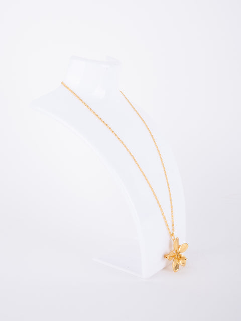Vintage Gold-Tone Floral Pendant Necklace
