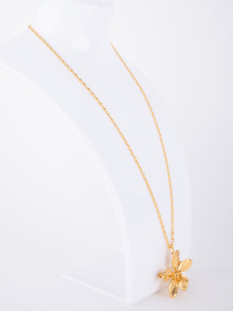 Vintage Gold-Tone Floral Pendant Necklace