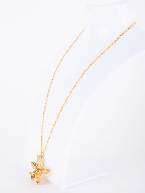 Vintage Gold-Tone Floral Pendant Necklace