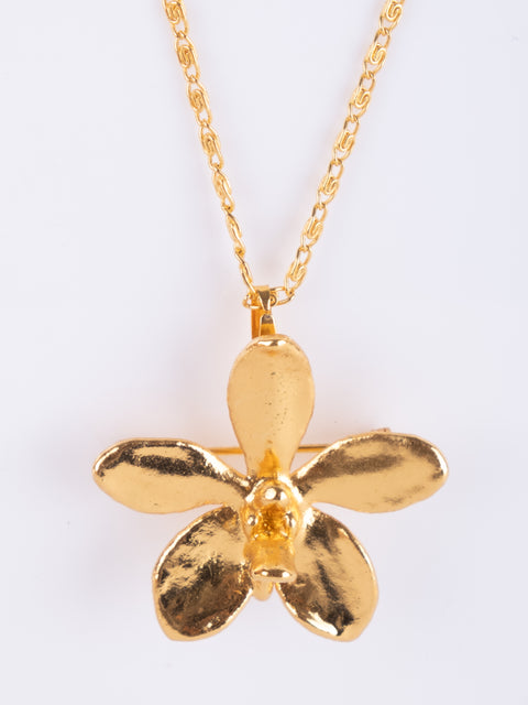 Vintage Gold-Tone Floral Pendant Necklace