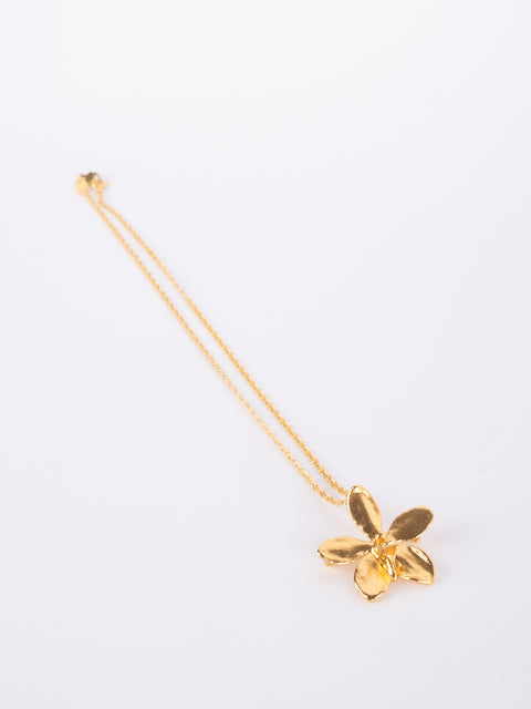 Vintage Gold-Tone Floral Pendant Necklace