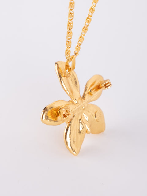 Vintage Gold-Tone Floral Pendant Necklace