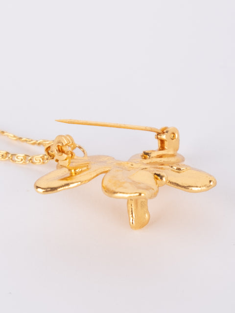 Vintage Gold-Tone Floral Pendant Necklace