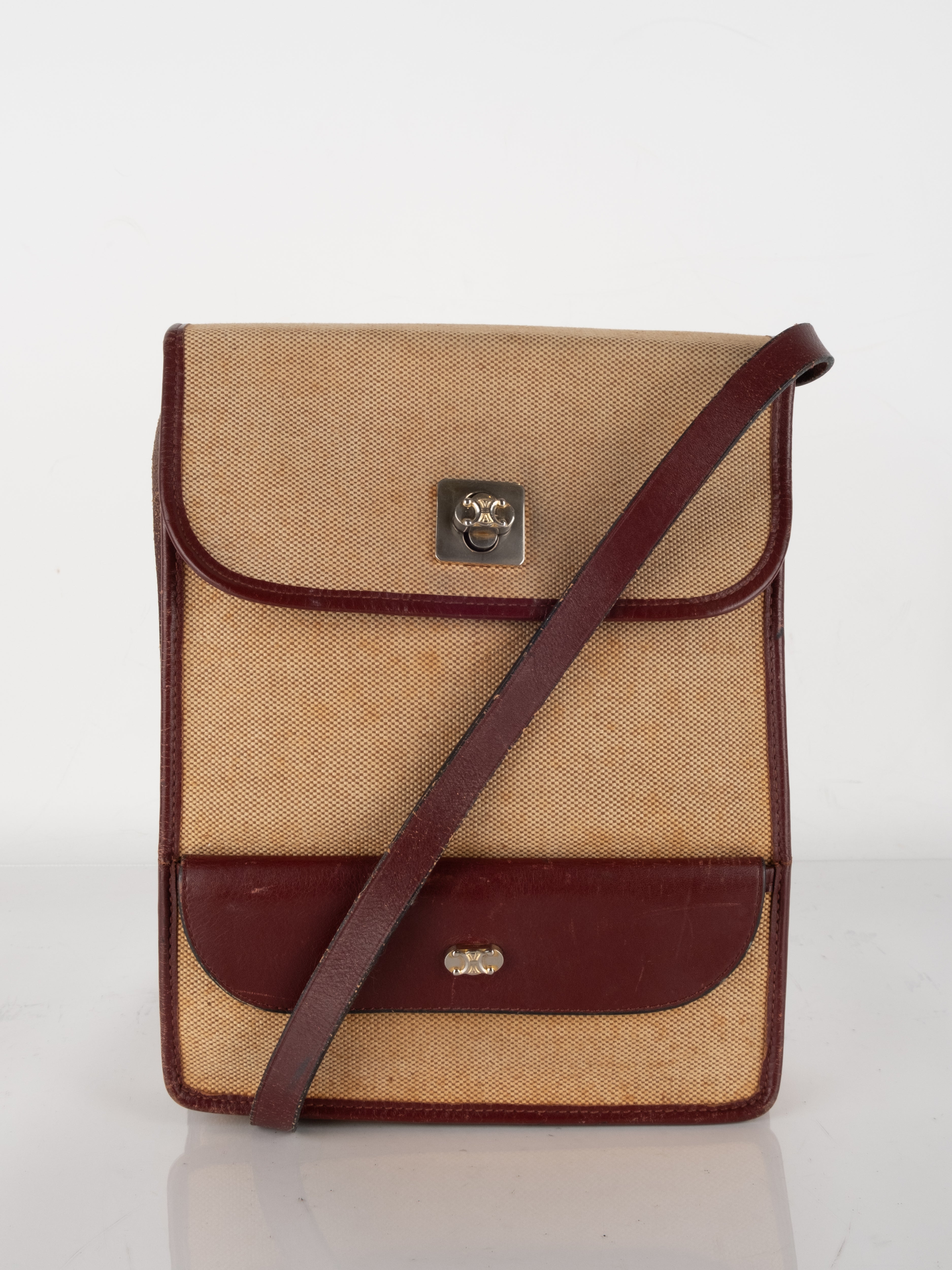 CELINE Canvas Leather Vintage Crossbody Bag