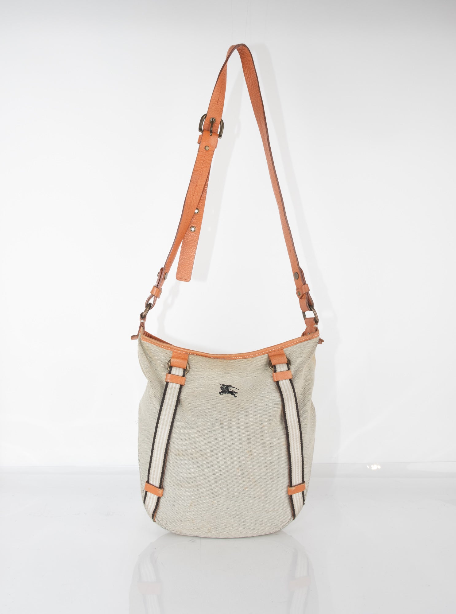 Burberry Vintage Beige Canvas Shoulder Bag