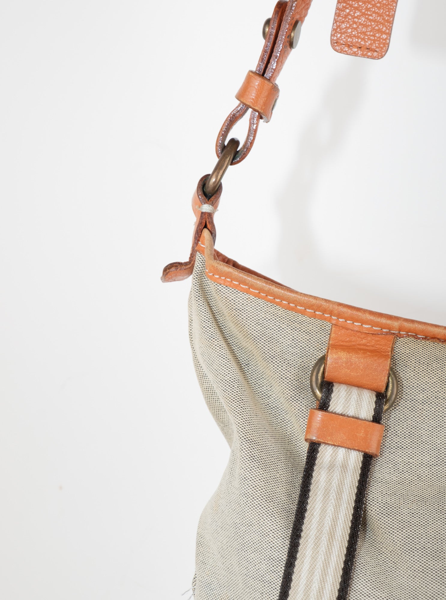 Burberry Vintage Beige Canvas Shoulder Bag