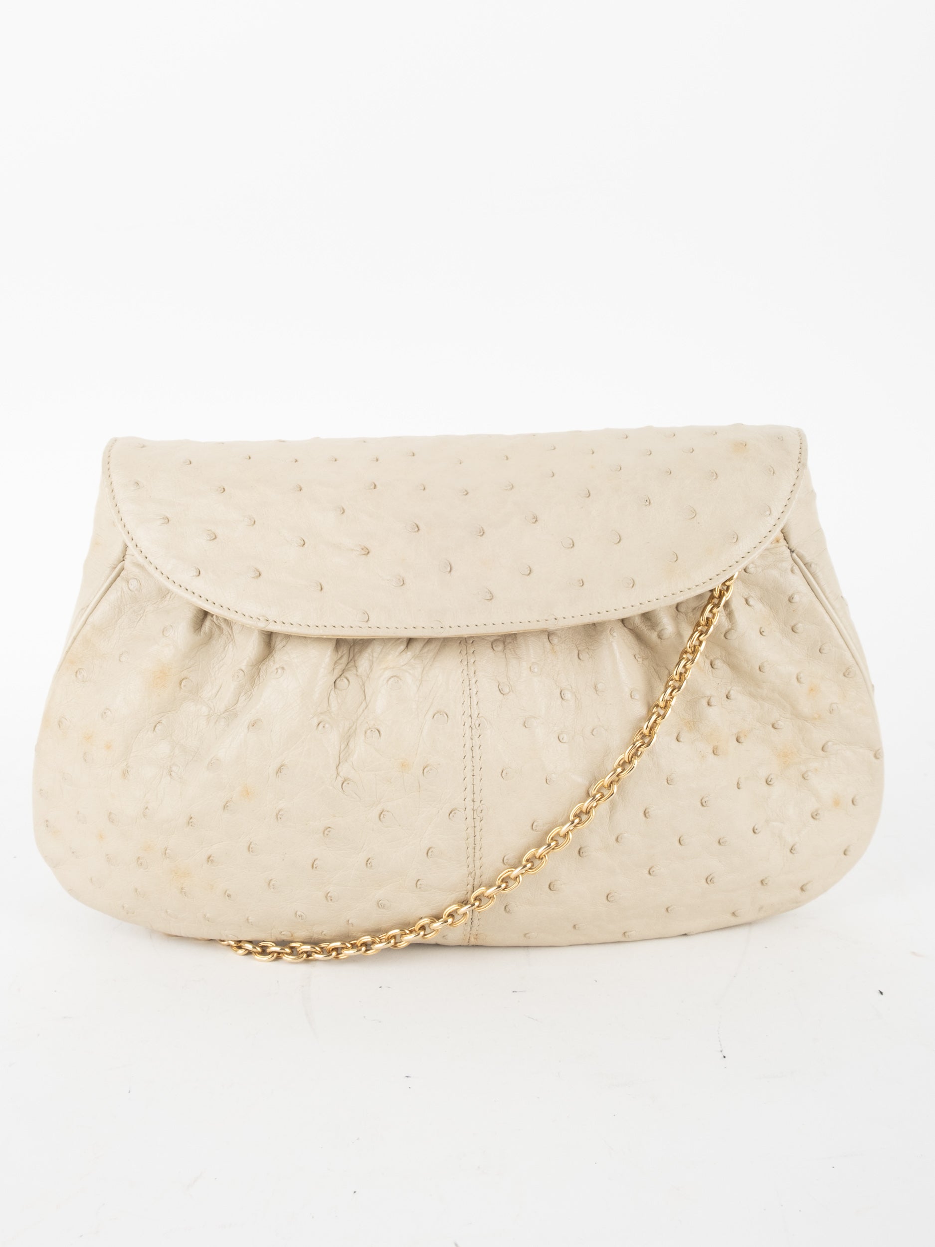 Vintage Ostrich Style Chain Clutch Soft Elegant
