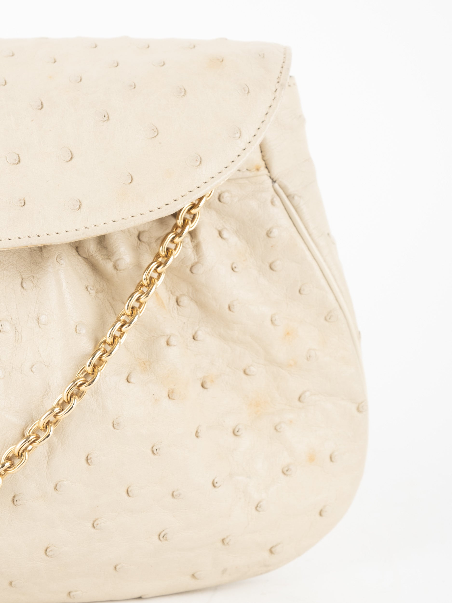 Vintage Ostrich Style Chain Clutch Soft Elegant