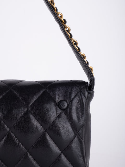 CHANEL Vintage 90s Black Matelassé Shoulder Bag נדיר במיוחד