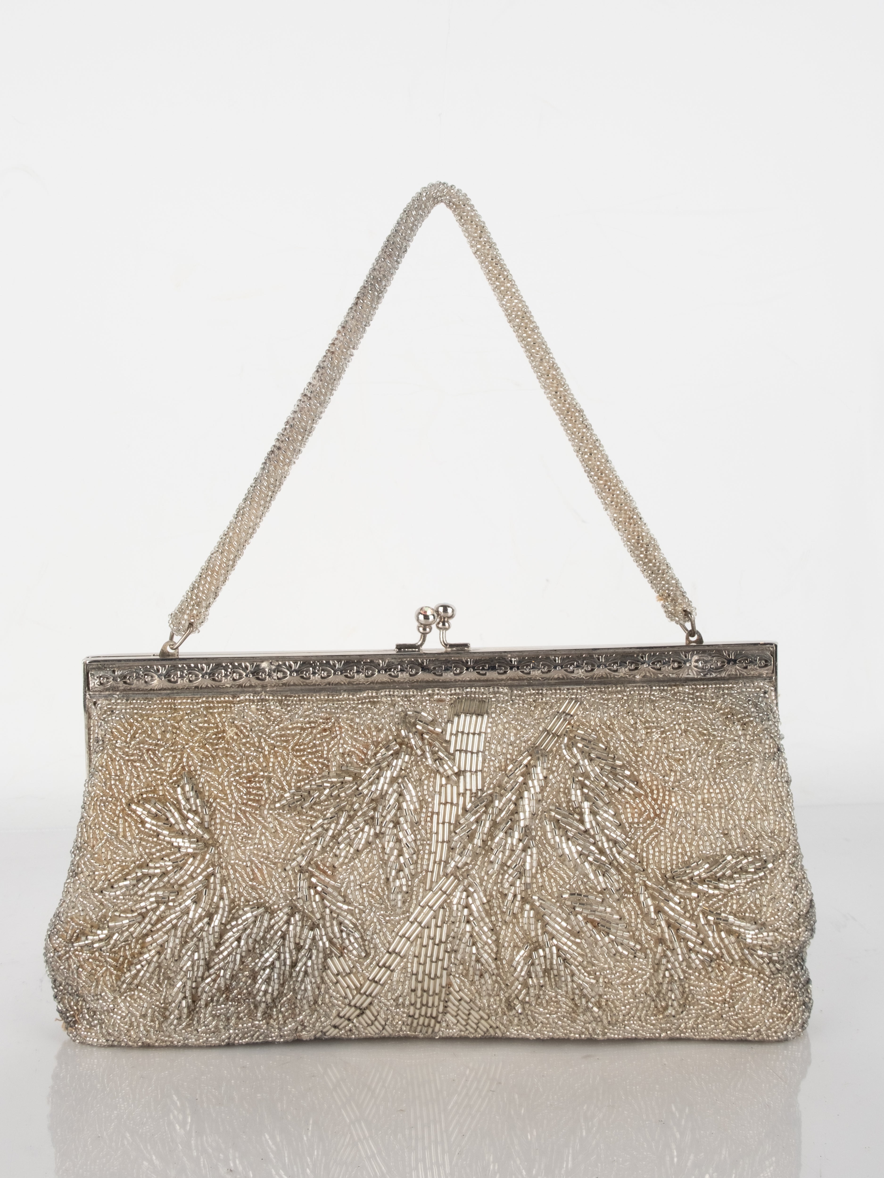 Vintage Silver Beaded Evening Bag