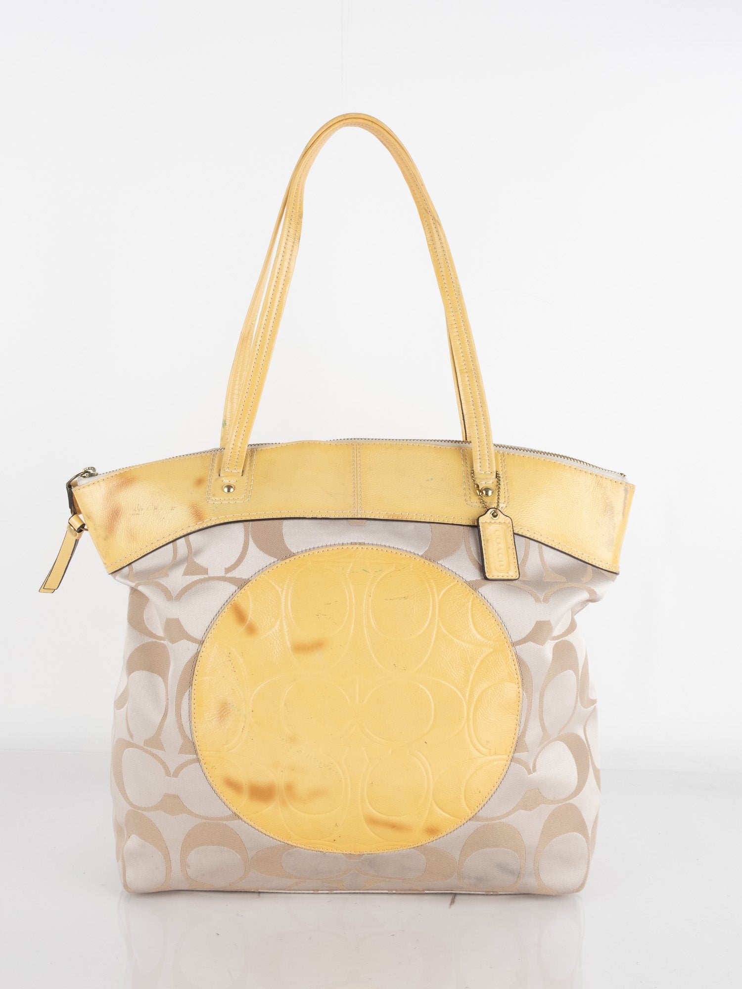 Coach Vintage Beige & Yellow Shoulder Bag