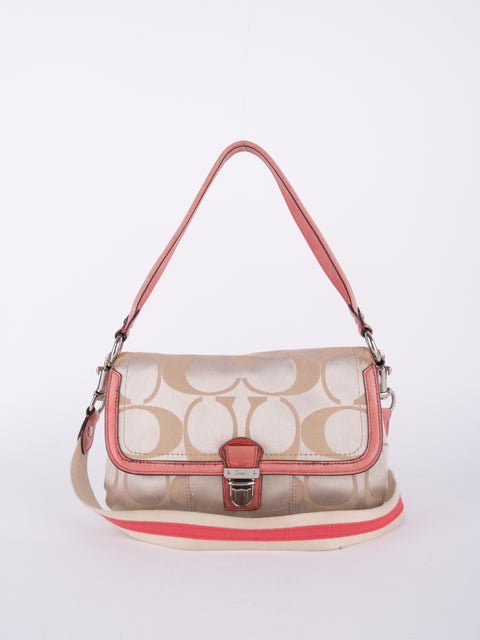 COACH Vintage Signature Pink Trim Mini Shoulder Bag