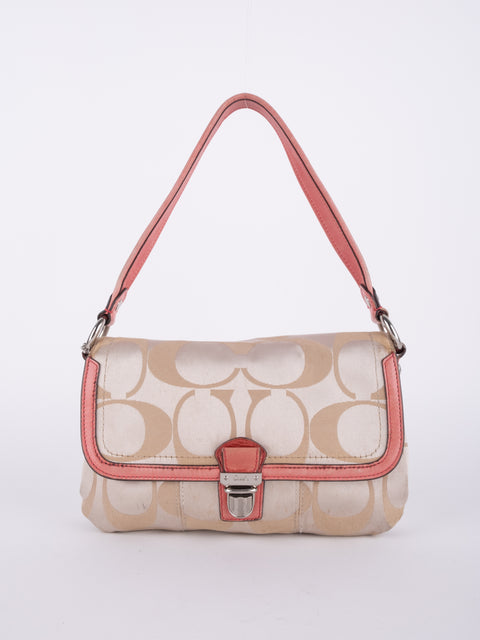 COACH Vintage Signature Pink Trim Mini Shoulder Bag