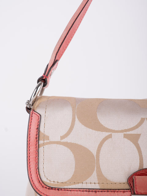 COACH Vintage Signature Pink Trim Mini Shoulder Bag