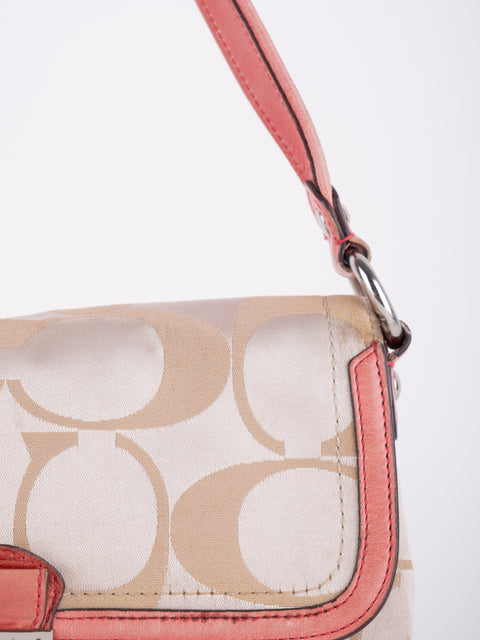COACH Vintage Signature Pink Trim Mini Shoulder Bag