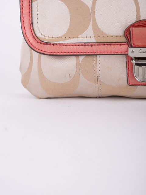 COACH Vintage Signature Pink Trim Mini Shoulder Bag