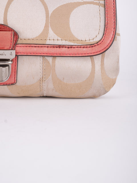 COACH Vintage Signature Pink Trim Mini Shoulder Bag