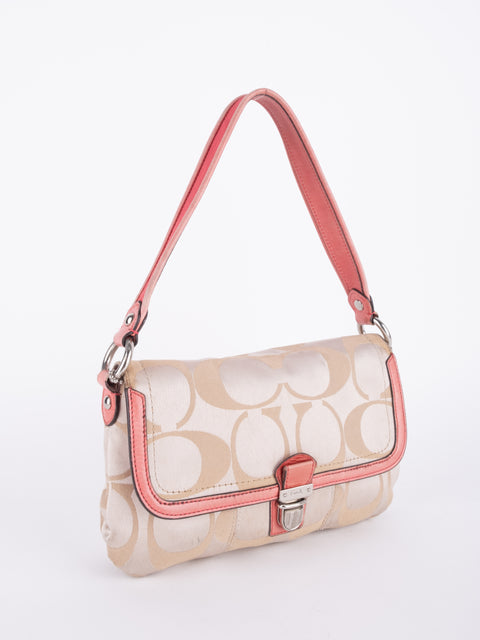 COACH Vintage Signature Pink Trim Mini Shoulder Bag