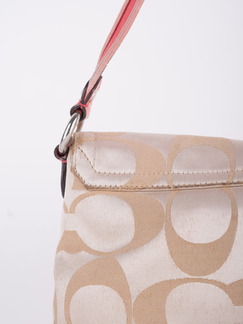 COACH Vintage Signature Pink Trim Mini Shoulder Bag