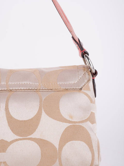 COACH Vintage Signature Pink Trim Mini Shoulder Bag