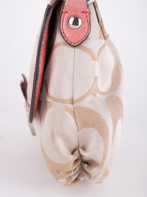 COACH Vintage Signature Pink Trim Mini Shoulder Bag