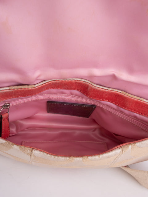 COACH Vintage Signature Pink Trim Mini Shoulder Bag