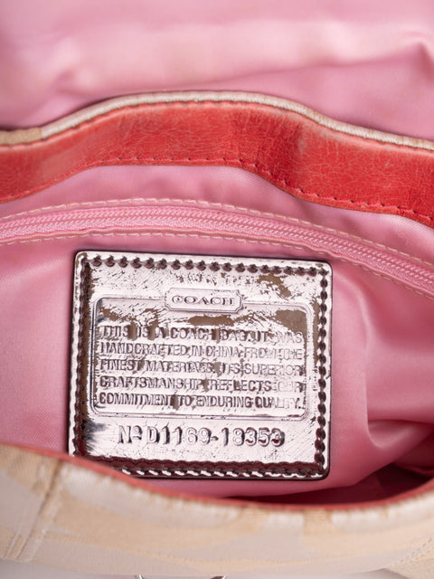 COACH Vintage Signature Pink Trim Mini Shoulder Bag