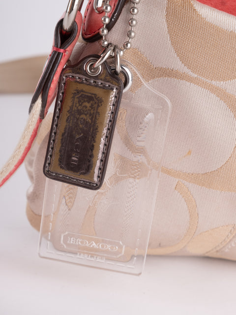 COACH Vintage Signature Pink Trim Mini Shoulder Bag