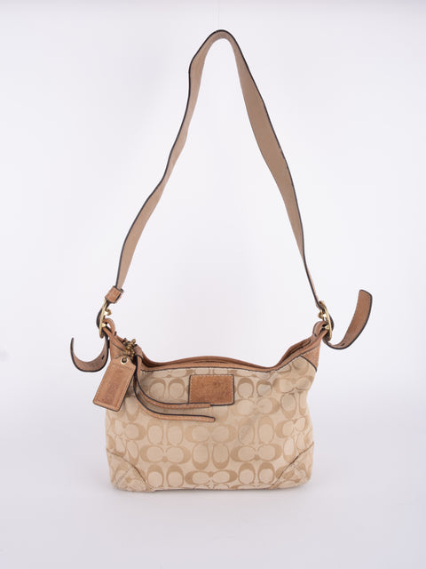 COACH Vintage Signature Beige Hobo Shoulder Bag