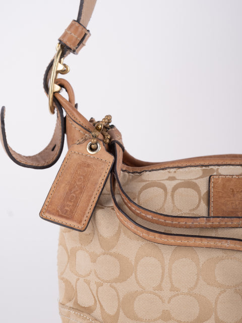 COACH Vintage Signature Beige Hobo Shoulder Bag