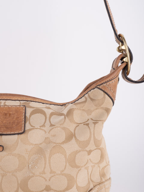 COACH Vintage Signature Beige Hobo Shoulder Bag