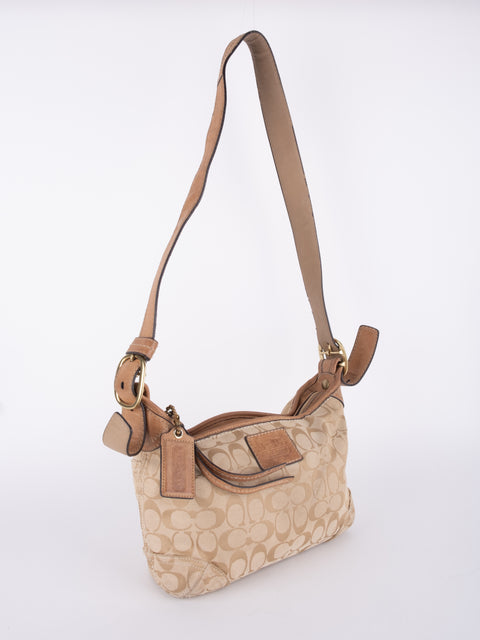 COACH Vintage Signature Beige Hobo Shoulder Bag