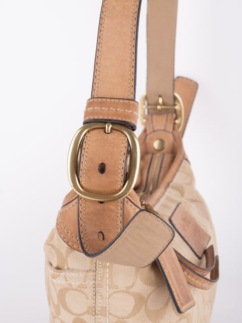 COACH Vintage Signature Beige Hobo Shoulder Bag