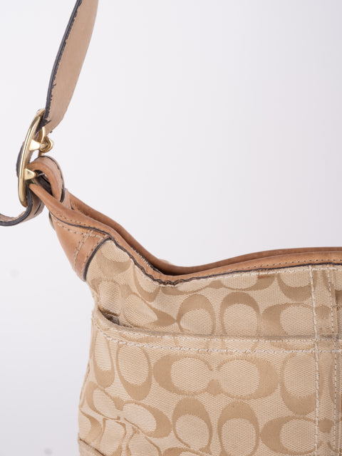 COACH Vintage Signature Beige Hobo Shoulder Bag