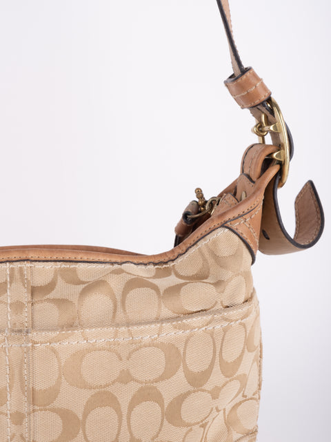 COACH Vintage Signature Beige Hobo Shoulder Bag