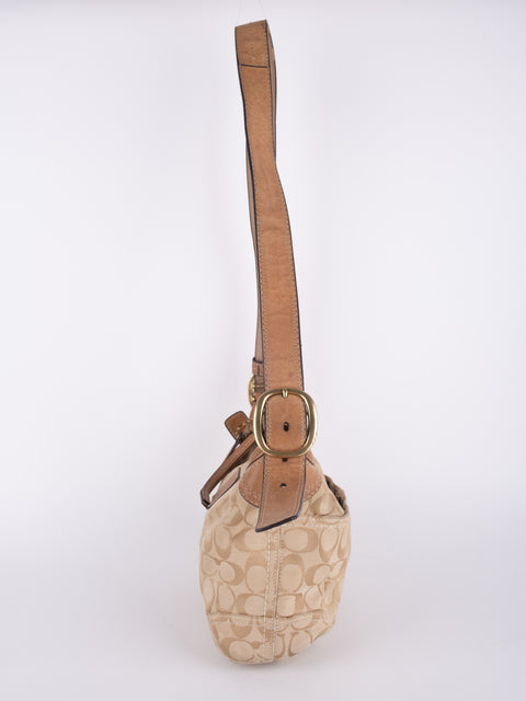 COACH Vintage Signature Beige Hobo Shoulder Bag