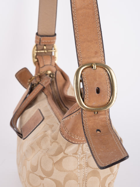 COACH Vintage Signature Beige Hobo Shoulder Bag