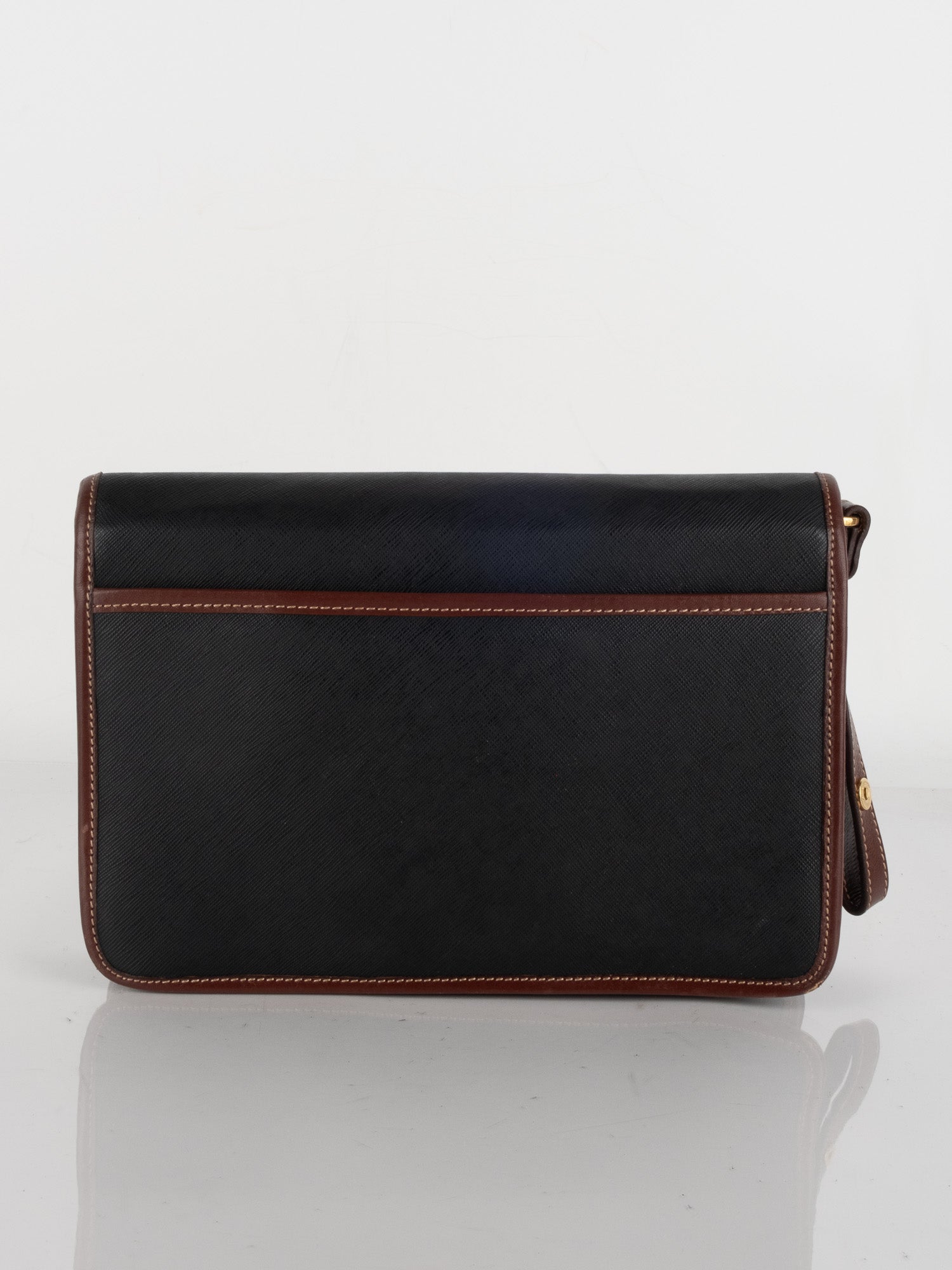 Vintage Black & Brown Leather Clutch