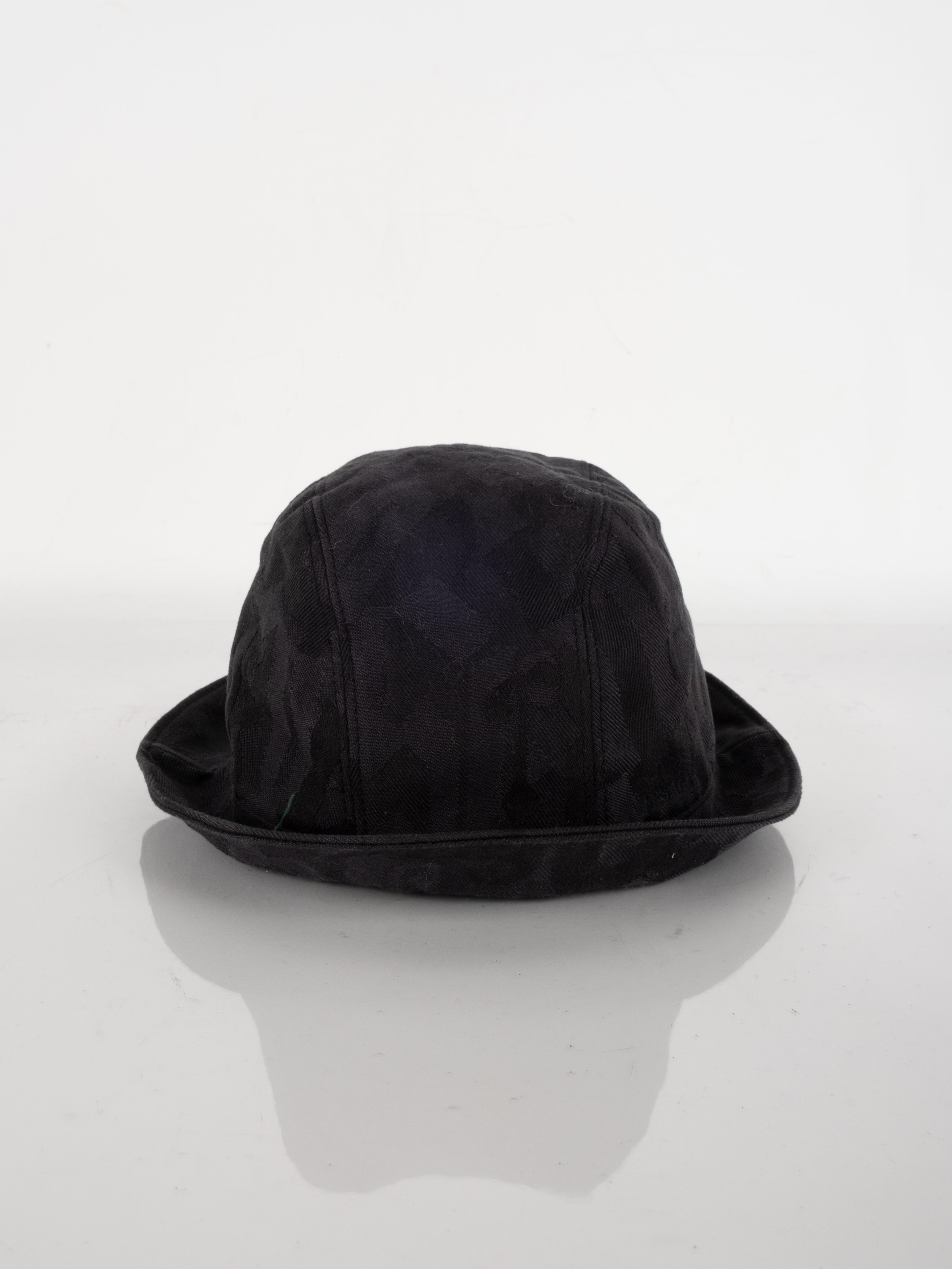 Gianni Versace Vintage Black Monogram Bucket Hat