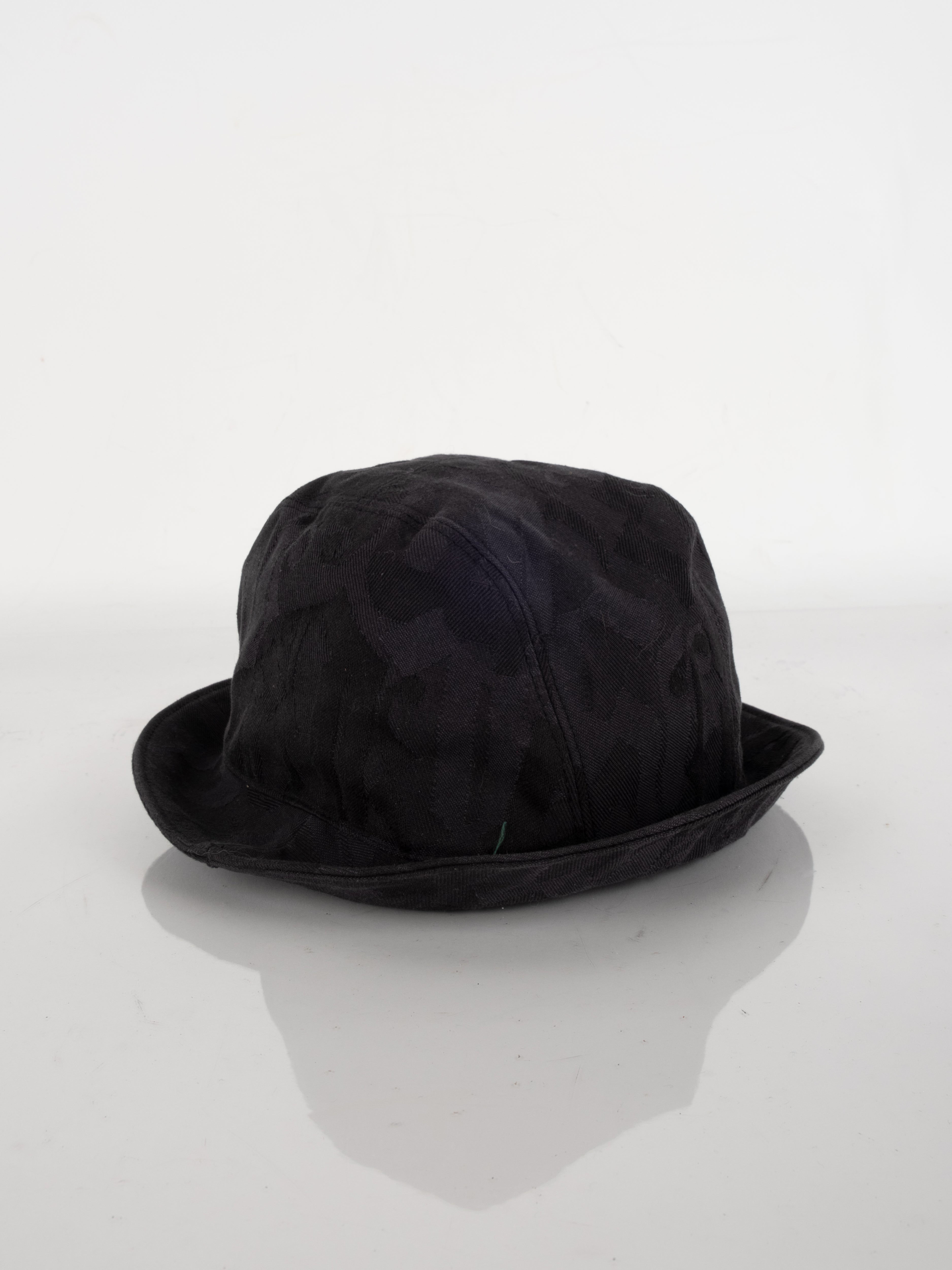 Gianni Versace Vintage Black Monogram Bucket Hat