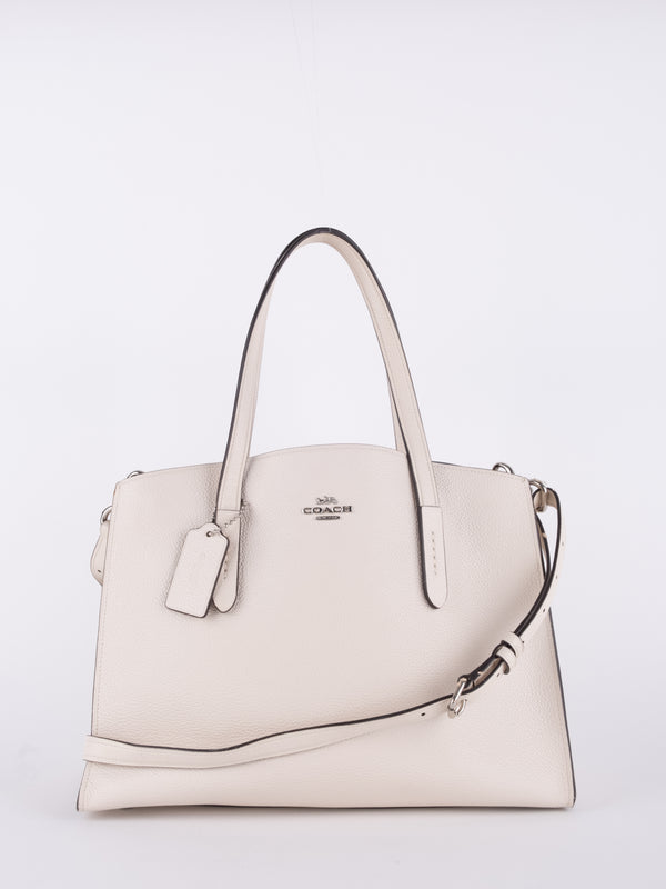 Coach White Leather Satchel Bag