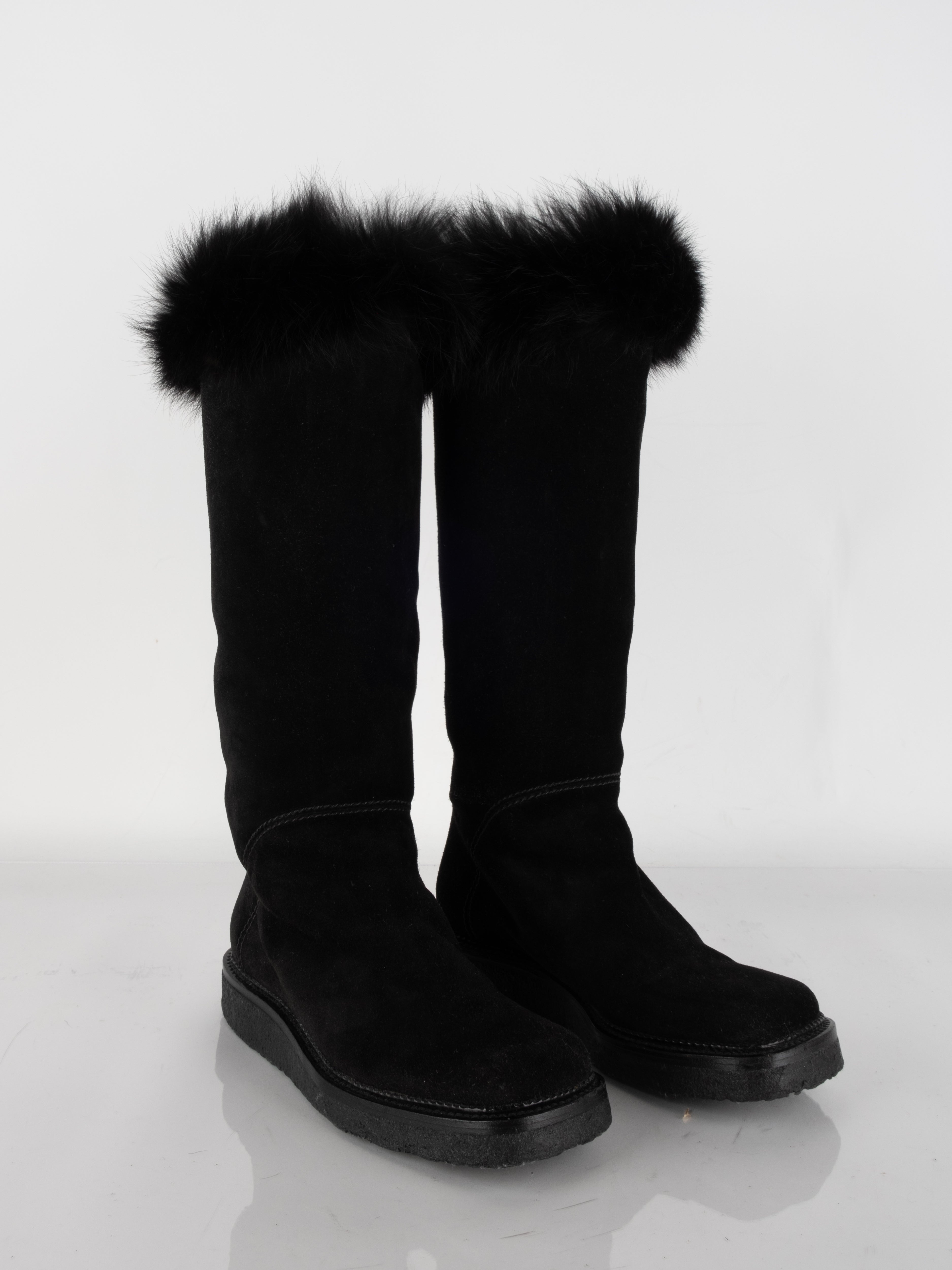 Bally Fur Trim Winter Boots Black